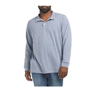 Tommy Bahama Mens Blue Mock Neck Half Snap Pullover Sweatshirt Sz XL Tall New